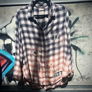 CAUGHT in a TRAP Upcycled Flannel Boyfriend Shirt